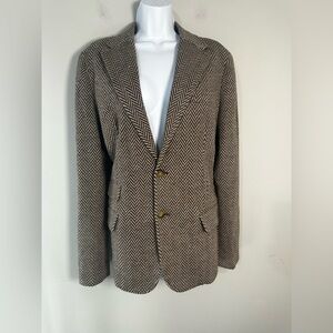 Polo Ralph Lauren Brown Herringbone Blazer Cotton Wool Blend Sz 16 NWOT